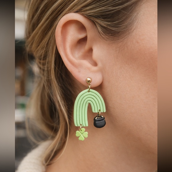 Jewelry - St. Patty inspired polymer clay handmade earrings